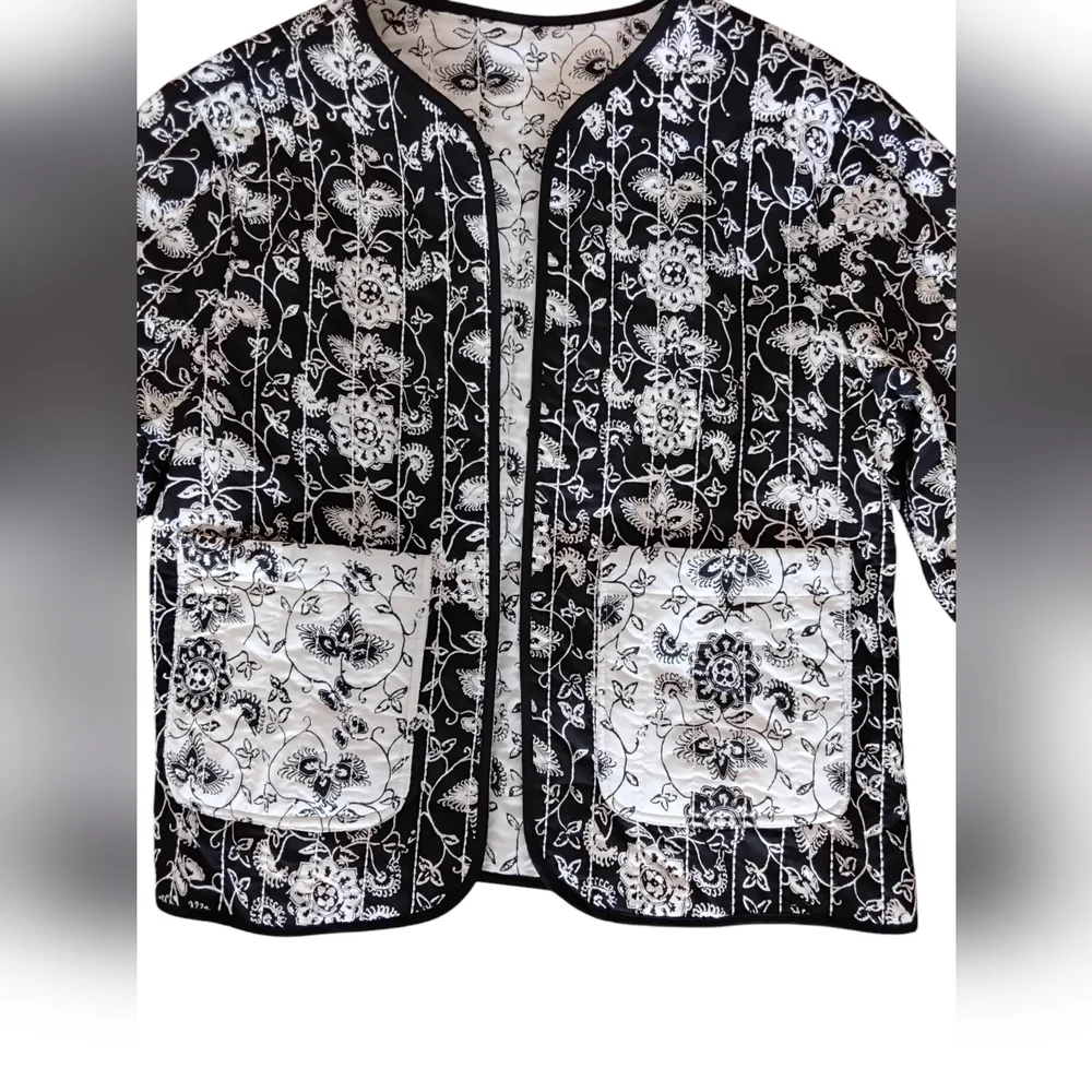 Tulip Reversible Quilted Jacket Womens XL Cottagecore Bohemian Boho Quiet Luxury - Picture 4 of 9